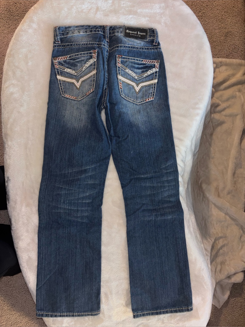 Kids Dark Blue Denim Jeans with Embroidered Back Pockets
